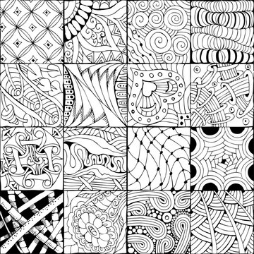 Hand drawn zentangle background for coloring page