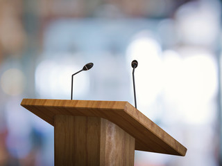 podium with microphone - obrazy, fototapety, plakaty