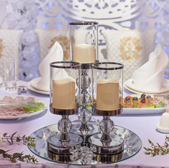 Wedding candles and candlestick