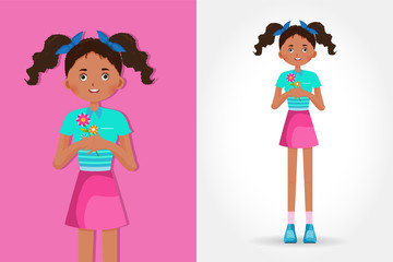 cute little girl holding a flower