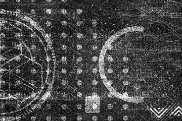 Abstract grunge futuristic cyber technology background. Sci-fi circuit design. Blueprint on old grungy surface. Futuristic technology design. Cyber punk backdrop