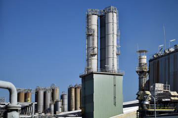  oil refinery plant and blue sky .