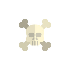 Crossbones death skull flat icon, vector sign, colorful pictogram isolated on white. Skull with crossbones symbol, logo illustration. Flat style design