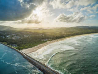 Ocean coastline at sunset in New South Wales, Australia