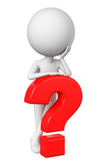 3d render illustration. 3d white people with a question mark, isolated white background.