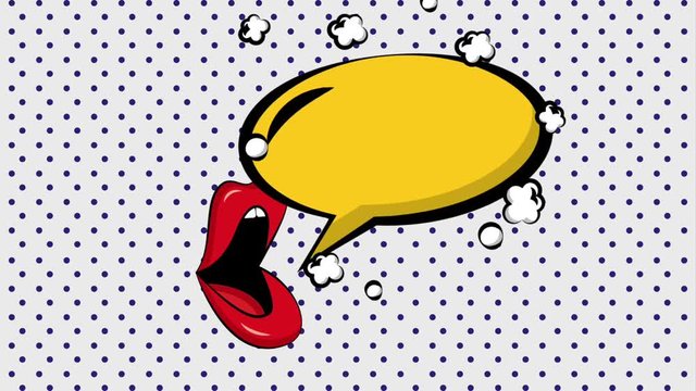 pop art lips speech bubble polka dots vintage