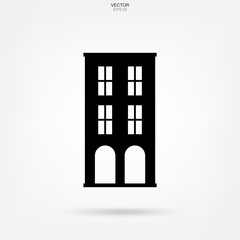 Residential building icon. Architectural sign and symbol. Vector illustration.