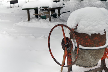 Concrete Mixer Under Snow