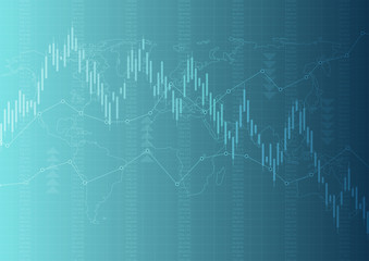 Fototapeta premium Business graph on blue background design. Economic diagram. Vector illustration