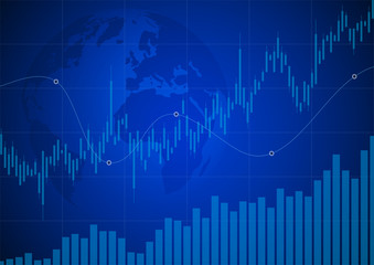 Business graph on blue background design. Economic diagram. Vector illustration