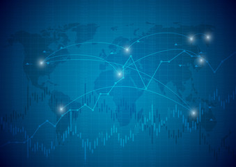 Business graph on blue background design. Economic diagram. Vector illustration