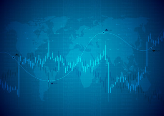 Business graph on blue background design. Economic diagram. Vector illustration