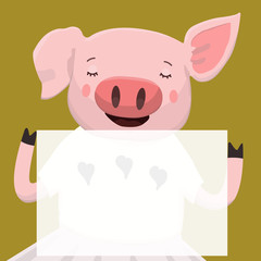 Cute pig vector print