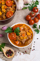 Thick soup with meat