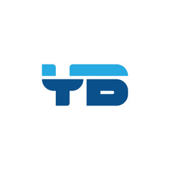 Initial letter YB, straight linked line bold logo, simple flat blue colors