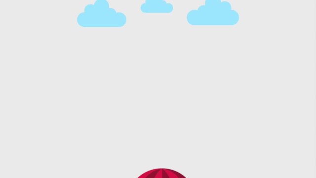 parachute flying package in sky free delivery animation