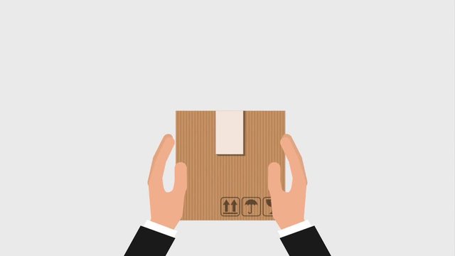 parachute flying package hand receiving box free delivery animation