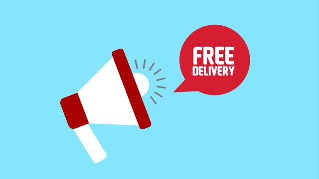 megaphone advertising speech bubble free delivery animation
