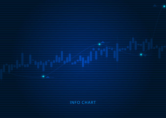 Business graph on blue background design. Economic diagram. Vector illustration