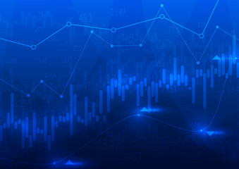 Business graph on blue background design. Economic diagram. Vector illustration