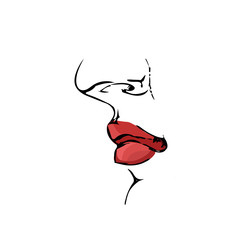 Red lips in profile.Illustration for fashion