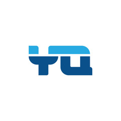 Initial letter YQ, straight linked line bold logo, simple flat blue colors
