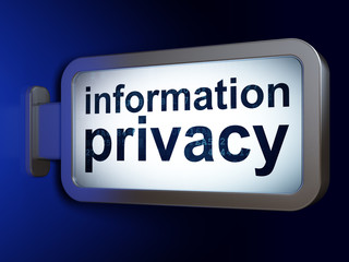 Protection concept: Information Privacy on advertising billboard background, 3D rendering