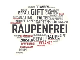 RAUPENFREI - Bilder mit Wörtern aus dem Bereich Buchsbaumzünsler Schädling , Wort, Bild, Illustration