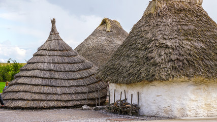 Neolithic huts near Stonehenge, the Cotswolds, England