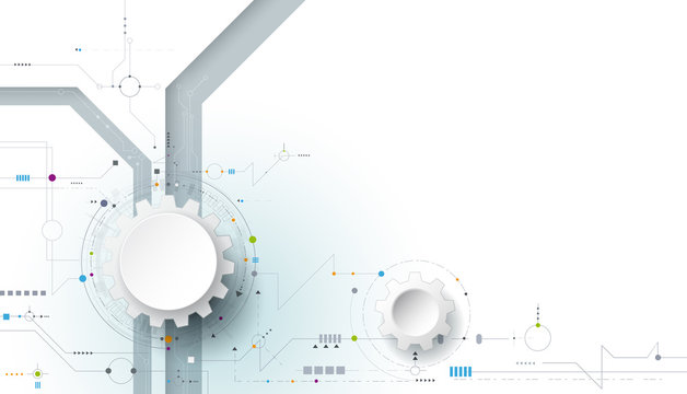 Vector illustration gear, wheel and circuit board