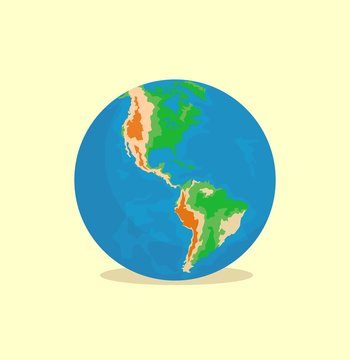 Isolated earth planet america map in flat vector style