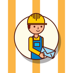 delivery man portrait cartoon holding envelope mail vector illustration