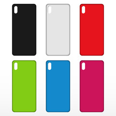 Phone case set. Blank black, white, red, green, blue, pink. phone case.