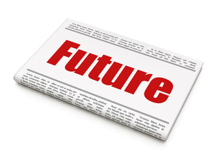 Timeline concept: newspaper headline Future on White background, 3D rendering