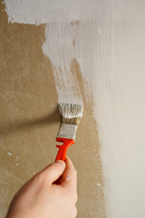 Repair, paint the wall, the man paints the wall