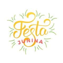 Obraz premium Festa Junina. Holiday lettering design for Brazilian June festa de Sao Joao