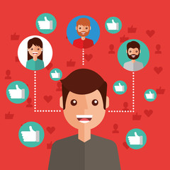 man character viral content people connection vector illustration