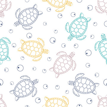 pattern with sea turtles