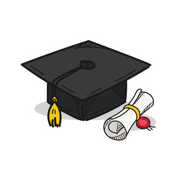 Graduation cap illustration on a white background