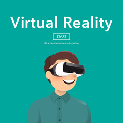 Man wearing virtual reality glasses.