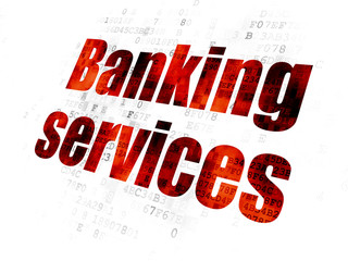 Banking concept: Pixelated red text Banking Services on Digital background