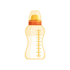 Feeding baby bottle with milk vector Illustration on a white background