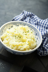 Homemade mashed potato with fresh parsley