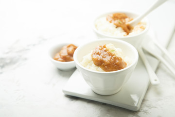 Rice pudding with apple puree