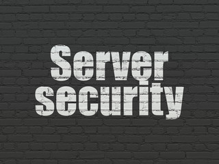 Obraz premium Privacy concept: Painted white text Server Security on Black Brick wall background