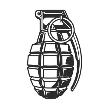Hand grenade in black white colour