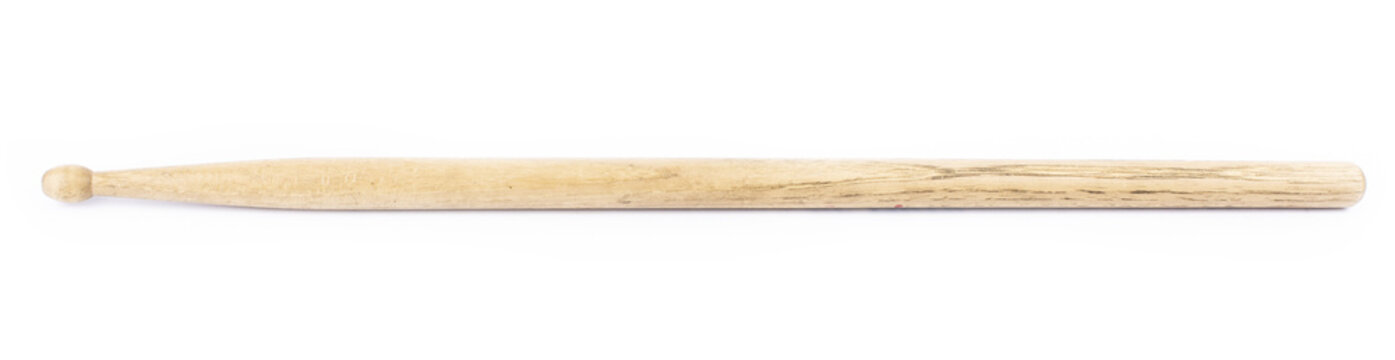 wooden drum stick on white background