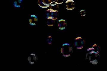 Soap bubbles on a black background