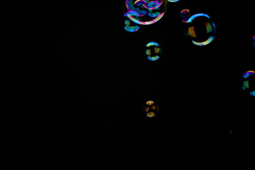 Soap bubbles on a black background