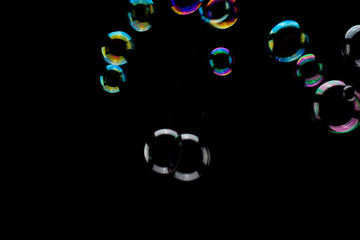 Soap bubbles on a black background